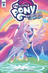 Size: 1032x1566 | Tagged: safe, artist:meekcheep, idw, princess cadance, alicorn, pony, g4, legends of magic, spoiler:comic, spoiler:comiclom9, cover, eyes closed, female, flying, hoof hold, majestic, mare, rainbow