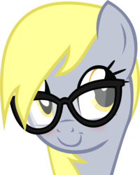 Size: 3607x4500 | Tagged: safe, artist:slb94, derpy hooves, pegasus, pony, g4, :t, blushing, bust, cute, derpabetes, female, glasses, mare, portrait, simple background, smiling, solo, transparent background, underp, vector