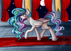 Size: 2800x2000 | Tagged: safe, artist:jack-pie, princess celestia, alicorn, pony, g4, female, high res, mare, mare in the moon, moon, night, solo