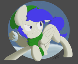 Size: 3000x2500 | Tagged: safe, artist:platenjack, oc, oc only, oc:platen, pegasus, pony, beanie, christmas, clothes, hat, high res, holiday, scarf, snow, snowball, solo