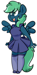 Size: 2061x4100 | Tagged: safe, artist:befishproductions, oc, oc only, oc:emerald, pegasus, anthro, clothes, dress, female, high res, mare, simple background, socks, solo, transparent background