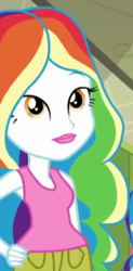Size: 242x493 | Tagged: safe, screencap, paisley, best trends forever, best trends forever: rainbow dash, equestria girls, g4, my little pony equestria girls: better together, canterlot high, choose rainbow dash, cropped, female, hallway, rainbow hair, solo