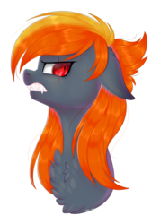 Size: 1993x2797 | Tagged: safe, artist:ohhoneybee, oc, oc only, oc:zorah, pony, angry, bust, chest fluff, ears back, eye scar, fangs, female, gritted teeth, mare, portrait, profile, scar, simple background, solo, transparent background