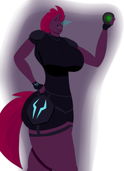 Size: 3200x4400 | Tagged: safe, artist:charlyc1995, tempest shadow, anthro, g4, my little pony: the movie, big breasts, breasts, busty tempest shadow, disproportional anatomy, female, huge breasts, solo