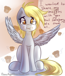 Size: 1500x1750 | Tagged: safe, artist:chaosangeldesu, derpy hooves, ghost, pegasus, pony, g4, :i, angelic wings, but i eated it, crying, cute, derpabetes, dialogue, female, looking at you, mare, sad, solo, speech, wings