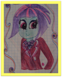 Size: 691x865 | Tagged: safe, artist:24-1, sunny flare, equestria girls, g4, female, graph paper, lined paper, solo, traditional art