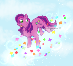 Size: 600x545 | Tagged: safe, artist:mintymochaart, skywishes, butterfly, earth pony, pony, g3, female, mare, solo
