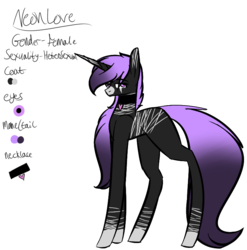Size: 741x751 | Tagged: safe, artist:sweetmelon556, oc, oc only, oc:neon love, pony, unicorn, female, mare, reference sheet, simple background, solo, transparent background