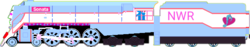 Size: 616x117 | Tagged: safe, artist:dwayneflyer, derpibooru exclusive, sonata dusk, g4, cute, locomotive, no pony, north western railway, simple background, sonatabetes, style emulation, thomas the tank engine, thomas-fied, train, transparent background
