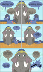 Size: 2000x3301 | Tagged: safe, artist:mlp-silver-quill, oc, oc only, oc:clutterstep, oc:imani, earth pony, elephant, pony, comic:imani, africa, african, anthill, ants, comic, giving up, high res, ocean, savanna, wisdom