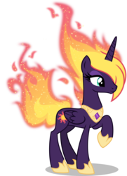 Size: 4350x6000 | Tagged: safe, artist:orin331, princess luna, alicorn, pony, a royal problem, g4, absurd resolution, alternate design, alternate hairstyle, alternate universe, female, fiery mane, fiery tail, folded wings, hoof shoes, mane of fire, mare, peytral, princess of the sun, raised hoof, role reversal, simple background, solo, swapped cutie marks, tail, tail of fire, transparent background, vector, wings