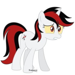 Size: 6000x6000 | Tagged: safe, artist:suramii, oc, oc only, oc:blackjack, pony, unicorn, fallout equestria, fallout equestria: project horizons, absurd resolution, fanfic, fanfic art, female, gritted teeth, hooves, horn, mare, signature, simple background, solo, transparent background