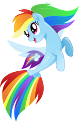 Size: 2357x3609 | Tagged: safe, artist:infinitewarlock, rainbow dash, seapony (g4), g4, my little pony: the movie, female, high res, open mouth, seaponified, seapony rainbow dash, simple background, solo, species swap, transparent background
