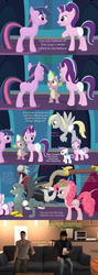 Size: 1920x5400 | Tagged: safe, artist:red4567, derpy hooves, diamond tiara, discord, gabby, gummy, lord tirek, pinkie pie, princess flurry heart, spike, starlight glimmer, the sphinx, twilight sparkle, alicorn, alligator, centaur, draconequus, dragon, earth pony, griffon, human, pegasus, pony, sphinx, taur, g4, the parent map, triple threat, 3d, baby, comic, couch, cutie map, dante (devil may cry), devil may cry, diaper, dmc, everycreature, everypony, glowing cutie mark, glowing frill, meme, phone, remote, source filmmaker, twilight sparkle (alicorn), wow