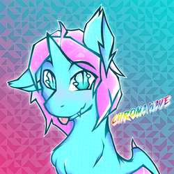 Size: 1200x1200 | Tagged: safe, artist:kinkysheepy, oc, oc only, alicorn, bat pony, bat pony alicorn, pony, :p, abstract background, chest fluff, cute, fangs, floppy ears, looking at you, male, ocbetes, silly, smiling, solo, stallion, synthwave, text, tongue out, wavy mouth