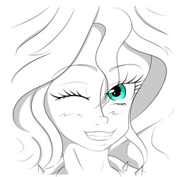 Size: 3000x3000 | Tagged: safe, artist:albertbm, sunset shimmer, equestria girls, g4, female, high res, one eye closed, solo, wink