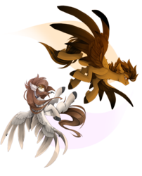 Size: 3110x3853 | Tagged: safe, artist:taiga-blackfield, oc, oc only, pegasus, pony, commission, duo, high res, simple background, spread wings, transparent background, wings