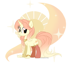 Size: 2775x2409 | Tagged: source needed, safe, artist:arcadianphoenix, oc, oc only, oc:sahara sunset, pony, unicorn, bracelet, braid, clothes, cutie mark, female, high res, jewelry, mare, necklace, socks, solo