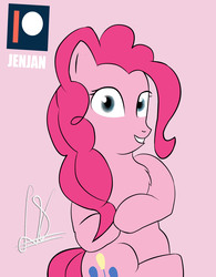 Size: 2550x3262 | Tagged: safe, artist:jenjan23all, pinkie pie, cat, g4, cute, fanfic, fanfic art, female, high res, patreon, patreon logo, signature, solo