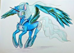 Size: 1024x741 | Tagged: safe, artist:shotsyshotsy, nightmare moon, pony, g4, female, solo, traditional art, watermark