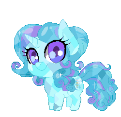 Size: 278x268 | Tagged: safe, artist:imaranx, oc, oc only, oc:winter doodle, crystal pony, crystal unicorn, animated, eye shimmer, gif, glowing horn, horn, simple background, transparent background