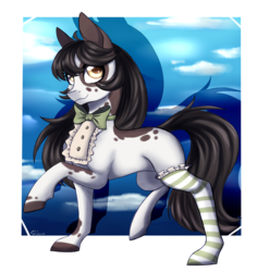 Size: 3400x3600 | Tagged: safe, artist:shkura2011, oc, oc only, earth pony, pony, bowtie, clothes, female, high res, mare, sock, socks, solo, striped socks
