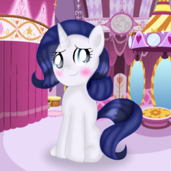 Size: 2048x2048 | Tagged: safe, artist:doraemonfan4life, rarity, pony, unicorn, g4, carousel boutique, cute, female, high res, mare, sitting, smiling