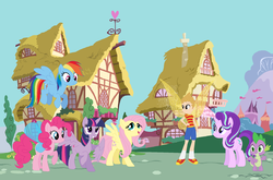 Size: 1874x1235 | Tagged: safe, artist:selenaede, artist:user15432, fluttershy, pinkie pie, rainbow dash, spike, starlight glimmer, twilight sparkle, alicorn, dragon, fairy, fairy pony, human, pegasus, pony, unicorn, equestria girls, g4, barely eqg related, barely pony related, base used, crossover, earthbound, equestria girls style, equestria girls-ified, fairy princess, fairy wings, humanized, lucas, mother 3, nintendo, ponyville, princess pinkie pie, super smash bros., twilight sparkle (alicorn), winged humanization, wings