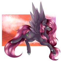 Size: 2149x2149 | Tagged: safe, artist:mauuwde, oc, oc only, oc:flower heart, pegasus, pony, chest fluff, colored wings, female, flying, high res, mare, multicolored wings, simple background, solo, transparent background, unshorn fetlocks