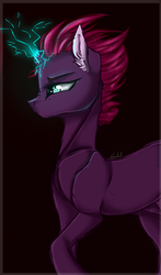 Size: 864x1474 | Tagged: safe, artist:holoriot, tempest shadow, pony, g4, my little pony: the movie, black background, female, magic, mare, simple background, solo