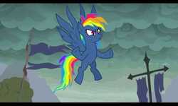 Size: 800x480 | Tagged: safe, screencap, rainbow dash, g4, secrets and pies, evil pie hater dash, female, needs more jpeg, solo