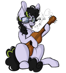 Size: 1000x1100 | Tagged: safe, artist:autumnheart462, oc, oc only, oc:ronnie, earth pony, pony, bad guitar anatomy, glasses, guitar, male, musical instrument, simple background, singing, solo, stallion, white background