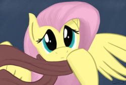 Size: 3496x2362 | Tagged: safe, artist:taurson, fluttershy, pegasus, pony, g4, clothes, female, high res, mare, scarf, smiling, solo, spread wings, wings