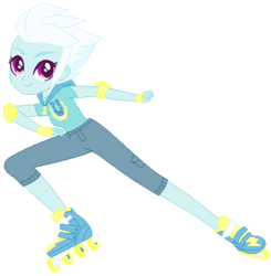 Size: 426x434 | Tagged: safe, artist:razorbladetheunicron, fleetfoot, equestria girls, g4, clothes, elbow pads, equestria girls-ified, jeans, pants, rollerblades, spiky hair, sports, wondercolts