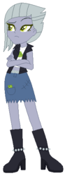 Size: 188x508 | Tagged: safe, artist:razorbladetheunicron, limestone pie, equestria girls, g4, annoyed, base used, boots, clothes, denim skirt, midriff, shoes, short shirt, spikes, torn jacket