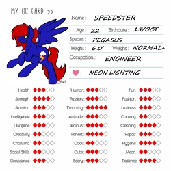 Size: 960x960 | Tagged: safe, artist:melonzy, oc, oc only, oc:speedster, pegasus, pony, male, name change, oc card, wings