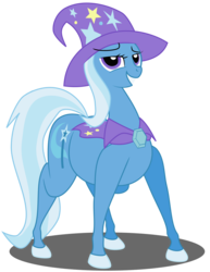 Size: 1700x2200 | Tagged: safe, artist:shitigal-artust, trixie, pony, unicorn, g4, cape, clothes, colored hooves, grin, hat, hoers, simple background, smiling, transparent background, trixie's cape, trixie's hat, wat, what has magic done, what has science done