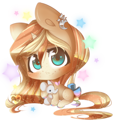 Size: 1025x1085 | Tagged: safe, artist:puffleduck, oc, oc only, oc:tanni, pony, unicorn, bow, brown, chibi, cute, heart eyes, plushie, ribbon, simple background, solo, transparent background, wingding eyes