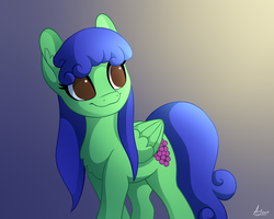 Size: 1500x1200 | Tagged: safe, artist:luminousdazzle, oc, oc only, oc:blurie grape, pegasus, pony, cute, female, gradient background, mare, ocbetes, paint tool sai, solo