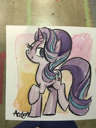 Size: 1536x2048 | Tagged: safe, artist:agnes garbowska, starlight glimmer, pony, unicorn, g4, female, mare, smiling, smug, solo, traditional art