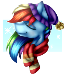 Size: 2733x3134 | Tagged: safe, artist:dancing-strut-art, rainbow dash, pony, g4, clothes, eyes closed, female, high res, scarf, solo