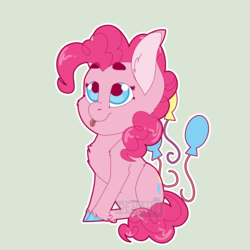 Size: 3300x3300 | Tagged: safe, artist:denahzi, pinkie pie, earth pony, pony, g4, chibi, female, high res, solo, tongue out