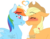 Size: 3300x2550 | Tagged: safe, artist:denahzi, applejack, rainbow dash, g4, blushing, female, high res, lesbian, ship:appledash, shipping