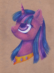 Size: 2250x3000 | Tagged: safe, artist:0okami-0ni, twilight sparkle, pony, g4, ear fluff, female, high res, jewelry, regalia, solo, traditional art, watercolor painting