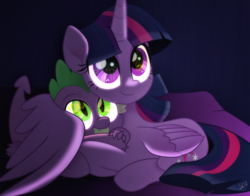 Size: 1278x1004 | Tagged: safe, artist:dsana, spike, twilight sparkle, alicorn, dragon, pony, g4, cute, eye reflection, female, hug, male, mama twilight, mare, movie accurate, reflection, spikabetes, twiabetes, twilight sparkle (alicorn), winghug