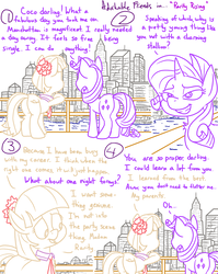 Size: 1280x1611 | Tagged: safe, artist:adorkabletwilightandfriends, coco pommel, rarity, earth pony, pony, unicorn, comic:adorkable twilight and friends, g4, adorkable friends, boat, butt, city, cityscape, comic, female, ferry, lineart, manehattan, mare, plot, simple background, skyline, slice of life, urban, white background