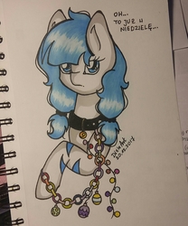 Size: 1754x2108 | Tagged: safe, artist:dixieart05, oc, oc only, pony, bell, bell collar, collar, solo, traditional art