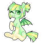 Size: 150x150 | Tagged: source needed, safe, artist:doekitty, oc, oc only, oc:sourpatch, bat pony, animated, bat pony oc, candy, clothes, cute, food, lollipop, one eye closed, pixel art, simple background, socks, transparent background, wink