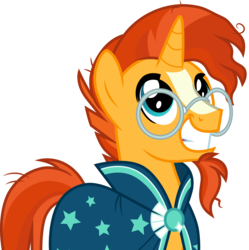 Size: 3000x3008 | Tagged: safe, artist:cloudy glow, sunburst, pony, g4, uncommon bond, .ai available, cloak, clothes, cute, glasses, high res, male, simple background, solo, sunbetes, transparent background, vector