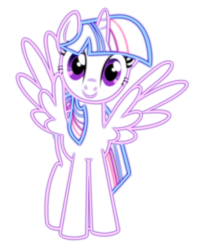 Size: 4890x6062 | Tagged: safe, artist:stay gold, twilight sparkle, alicorn, pony, g4, absurd resolution, eyestrain warning, female, mare, neon, shine, simple background, solo, spread wings, transparent background, twilight sparkle (alicorn), wings